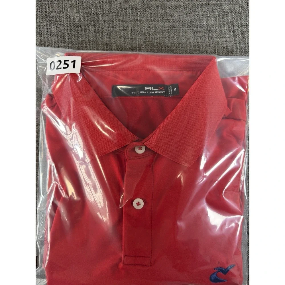 RLX Ralph Lauren Polo Shirt Men's Medium Red Golf Performance Short Sleeve Logo